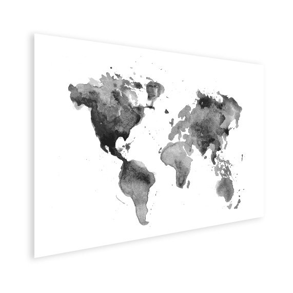 Aquarel zwart - wit poster - Wereldkaart op poster Wereldkaarten