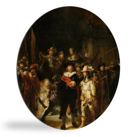 Tableau rond - La Ronde de nuit - Peinture de Rembrandt van Rijn