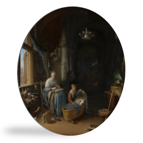 Tableau rond - La jeune mère - Peinture de Gerrit Dou