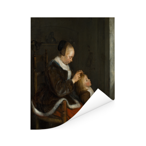 De luizenjacht - Schilderij van Gerard ter Borch Poster 