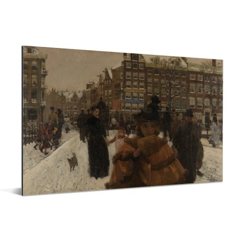 De Singelbrug bij de Paleisstraat in Amsterdam - Schilderij van George Hendrik Breitner Aluminium