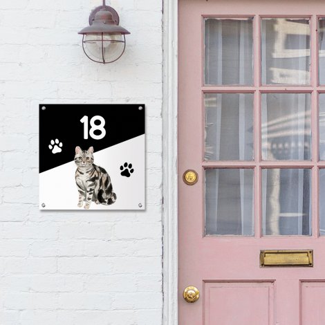 Numéro de maison avec un chat, personnalisable, silhouette chat