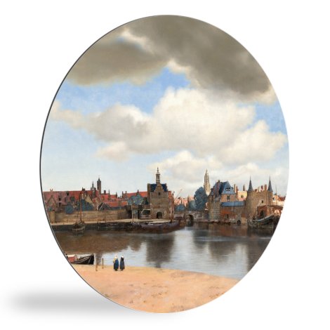 Tableau rond - Vue de Delft - Peinture de Johannes Vermeer