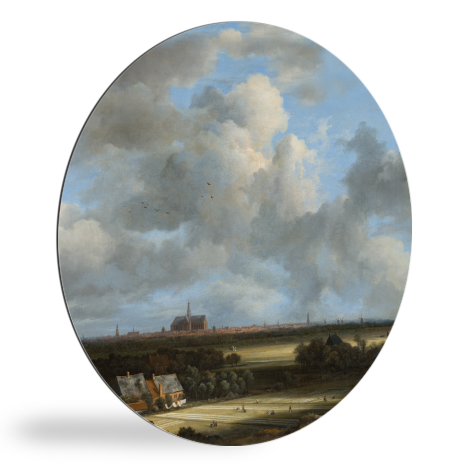 Tableau rond - Vue de Haarlem avec des gradins - Peinture de Jacob van Ruisdael