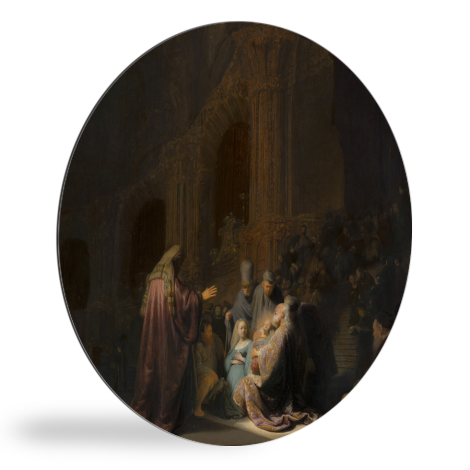 Tableau rond - L'hymne de Siméon - Peinture de Rembrandt van Rijn