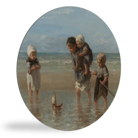 Tableau rond - Enfants de la mer - Peinture de Jozef Israëls
