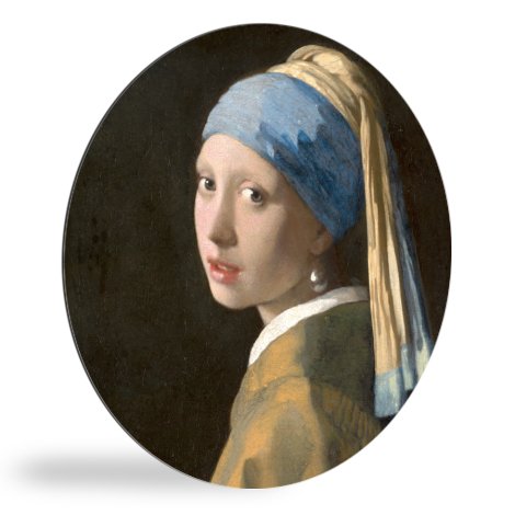 Tableau rond - La jeune fille à la perle - Peinture de Johannes Vermeer