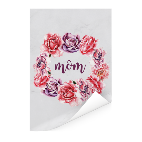 Moederdag - bloemenprint en tekst - Mom Poster