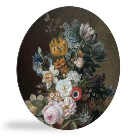 Tableau rond - Nature morte avec des fleurs - Peinture d'Eelke Jelles Eelkema