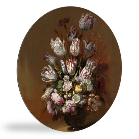 Tableau rond - Nature morte avec des fleurs - Peinture de Hans Bollongier