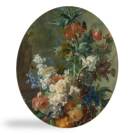 Tableau rond - Nature morte avec des fleurs - Peinture de Jan van Huysum