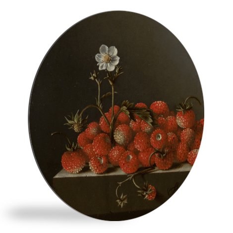 Tableau rond - Nature morte avec fraises des bois - Peinture d'Adriaen Coorte