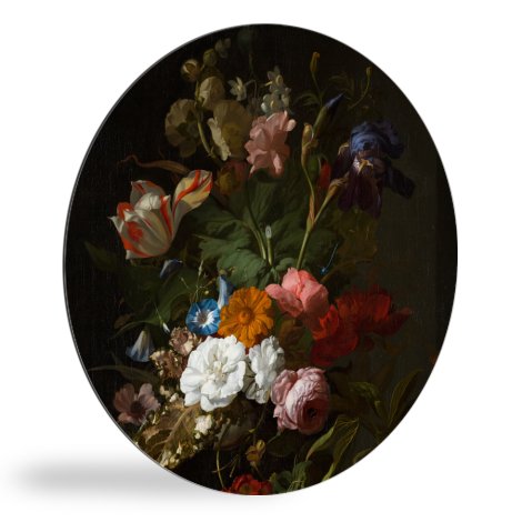 Tableau rond - Vase avec des fleurs - Peinture de Rachel Ruysch
