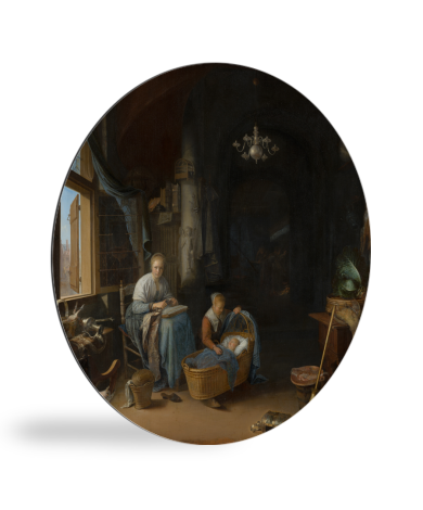 Tableau rond - La jeune mère - Peinture de Gerrit Dou