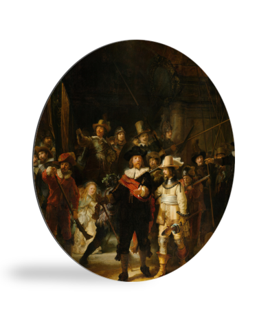 Tableau rond - La Ronde de nuit - Peinture de Rembrandt van Rijn