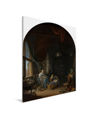 De jonge moeder - Schilderij van Gerrit Dou Canvas 