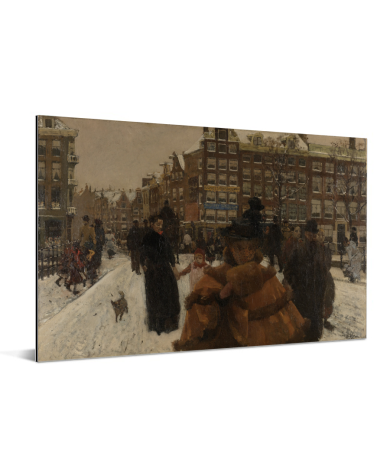 De Singelbrug bij de Paleisstraat in Amsterdam - Schilderij van George Hendrik Breitner Aluminium