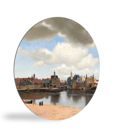 Tableau rond - Vue de Delft - Peinture de Johannes Vermeer