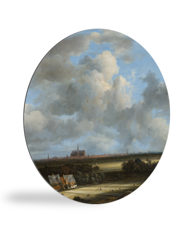 Tableau rond - Vue de Haarlem avec des gradins - Peinture de Jacob van Ruisdael
