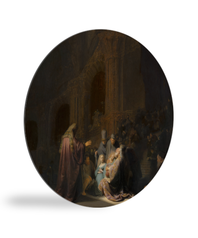 Tableau rond - L'hymne de Siméon - Peinture de Rembrandt van Rijn