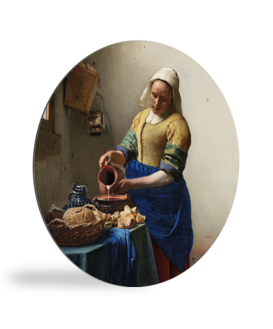 Tableau rond - La laitière - Peinture de Johannes Vermeer