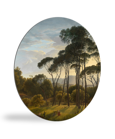 Tableau rond - Paysage italien avec des pins en pierre - Peinture de Hendrik Voogd