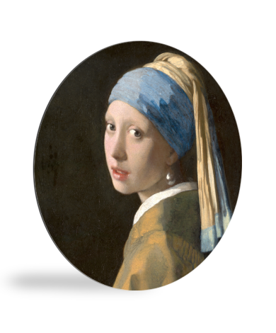 Tableau rond - La jeune fille à la perle - Peinture de Johannes Vermeer