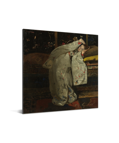 Meisje in witte kimono - Schilderij van George Hendrik Breitner Aluminium