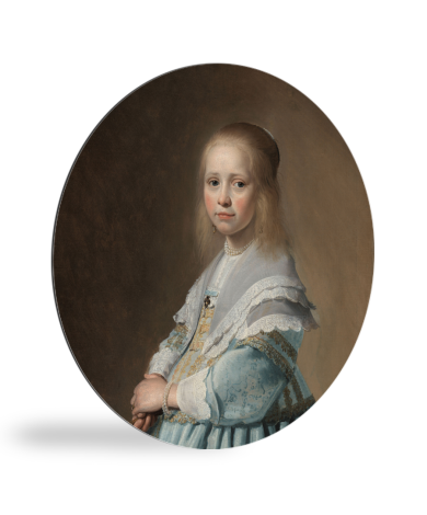 Tableau rond - Portrait d'une fille en bleu - Peinture de Johannes Cornelisz. Verspronck