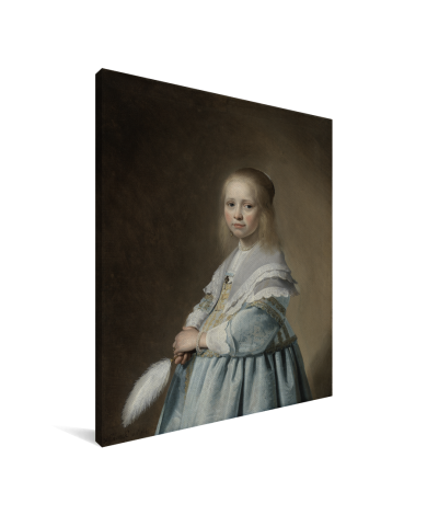 Portret van een meisje in het blauw - Schilderij van Johannes Cornelisz Verspronck Canvas