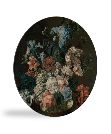 Tableau rond - Nature morte avec des fleurs - Peinture de Cornelia van der Mijn