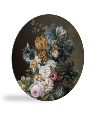 Tableau rond - Nature morte avec des fleurs - Peinture d'Eelke Jelles Eelkema
