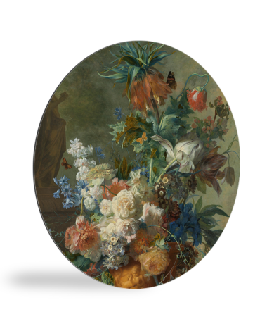 Tableau rond - Nature morte avec des fleurs - Peinture de Jan van Huysum