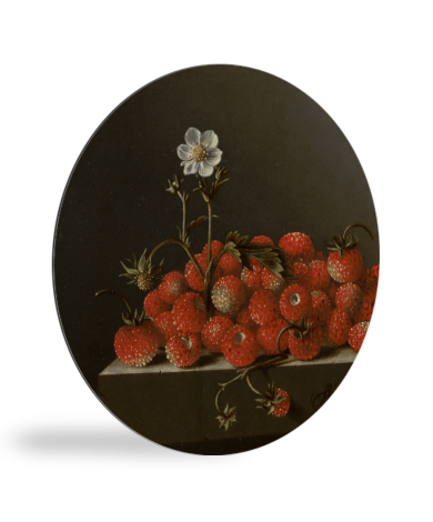Tableau rond - Nature morte avec fraises des bois - Peinture d'Adriaen Coorte