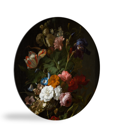 Tableau rond - Vase avec des fleurs - Peinture de Rachel Ruysch