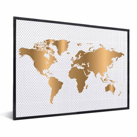 voetstuk Bezwaar nauwkeurig Goud stippen in lijst - Wereldkaart ingelijst - Wereldkaarten