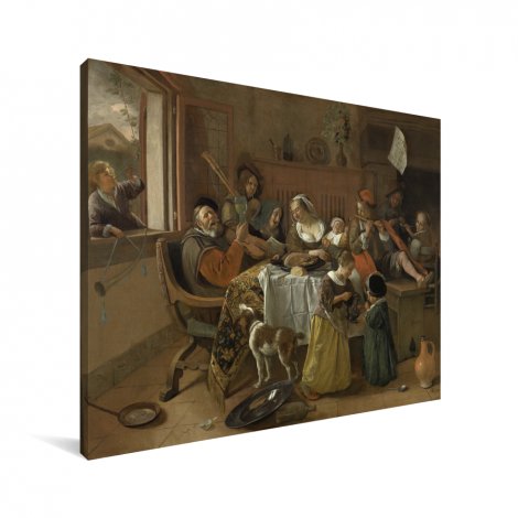Het vrolijke huisgezin - Schilderij van Jan Steen Canvas 
