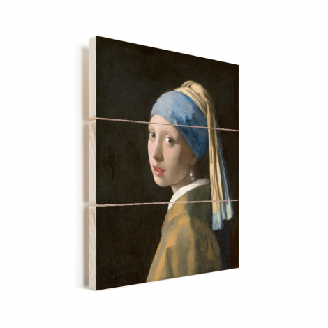Meisje met de Parel - Schilderij van Johannes Vermeer Vurenhout met planken