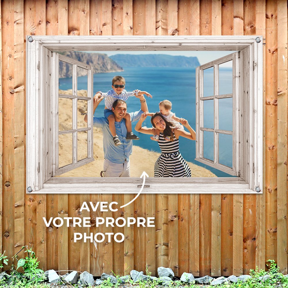 Poster Trompe l'oeil fenêtre avec votre propre photo