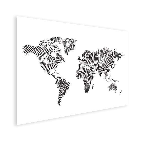 Vingerafdruk zwart poster - Wereldkaart op - Wereldkaarten