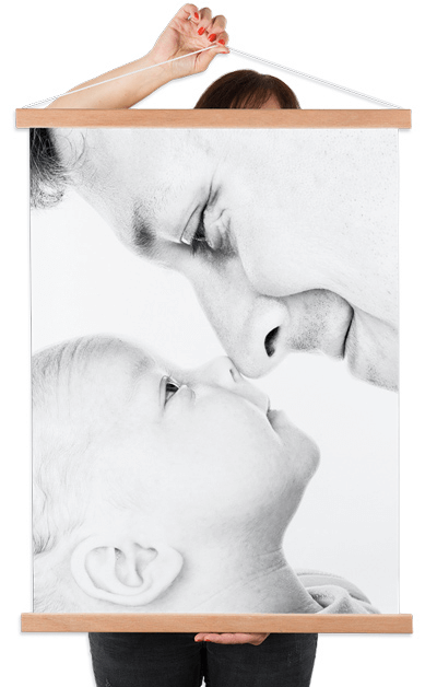 Poster textile avec un père et un bébé