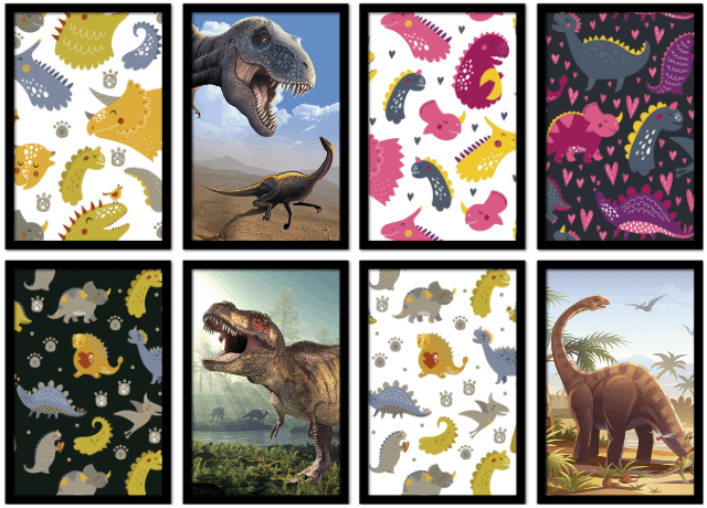 Poster avec cadre dinosaure