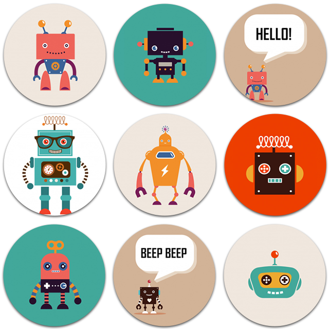 Tableau rond robots