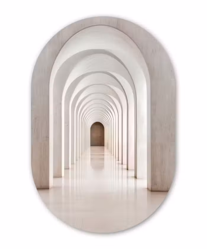 Décoration murale ovale en aluminium - Couloir - Arches - Symétrique - Moderne