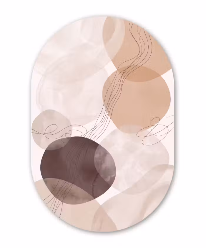 Ovale murale en aluminium - Plexiglas - Abstraction - Beige - Moderne