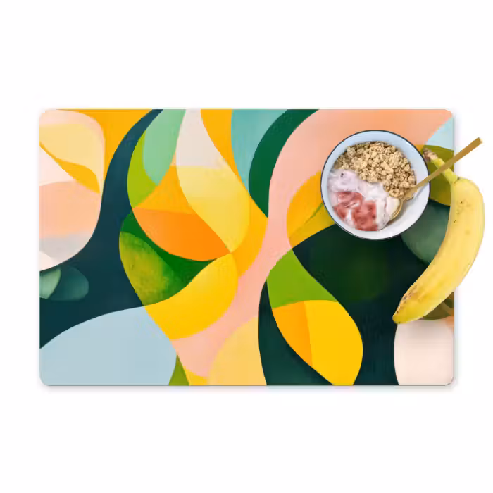 Set de table - Abstrait - Jaune - Rose - Vert