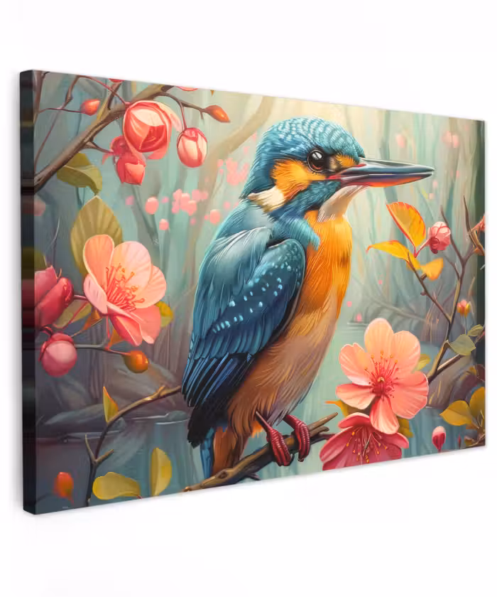 Toile extérieure - Martin-pêcheur - Fleur - Nature - Oiseaux - Fleurs