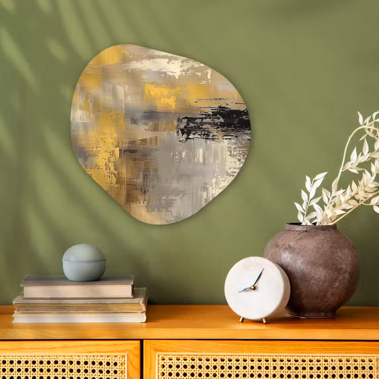 Forme organique - Forex - Abstrait - Jaune - Moderne - Beige — 2