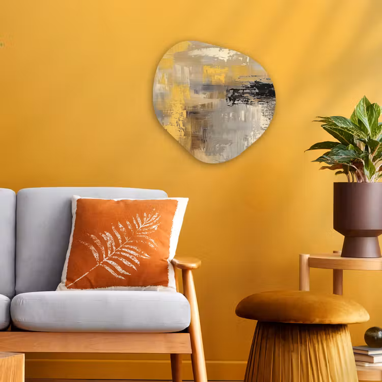Forme organique - Forex - Abstrait - Jaune - Moderne - Beige — 3