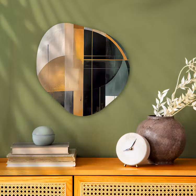 Forme organique - Forex - Abstrait - Or - Bronze - Vert - Formes - Moderne — 2